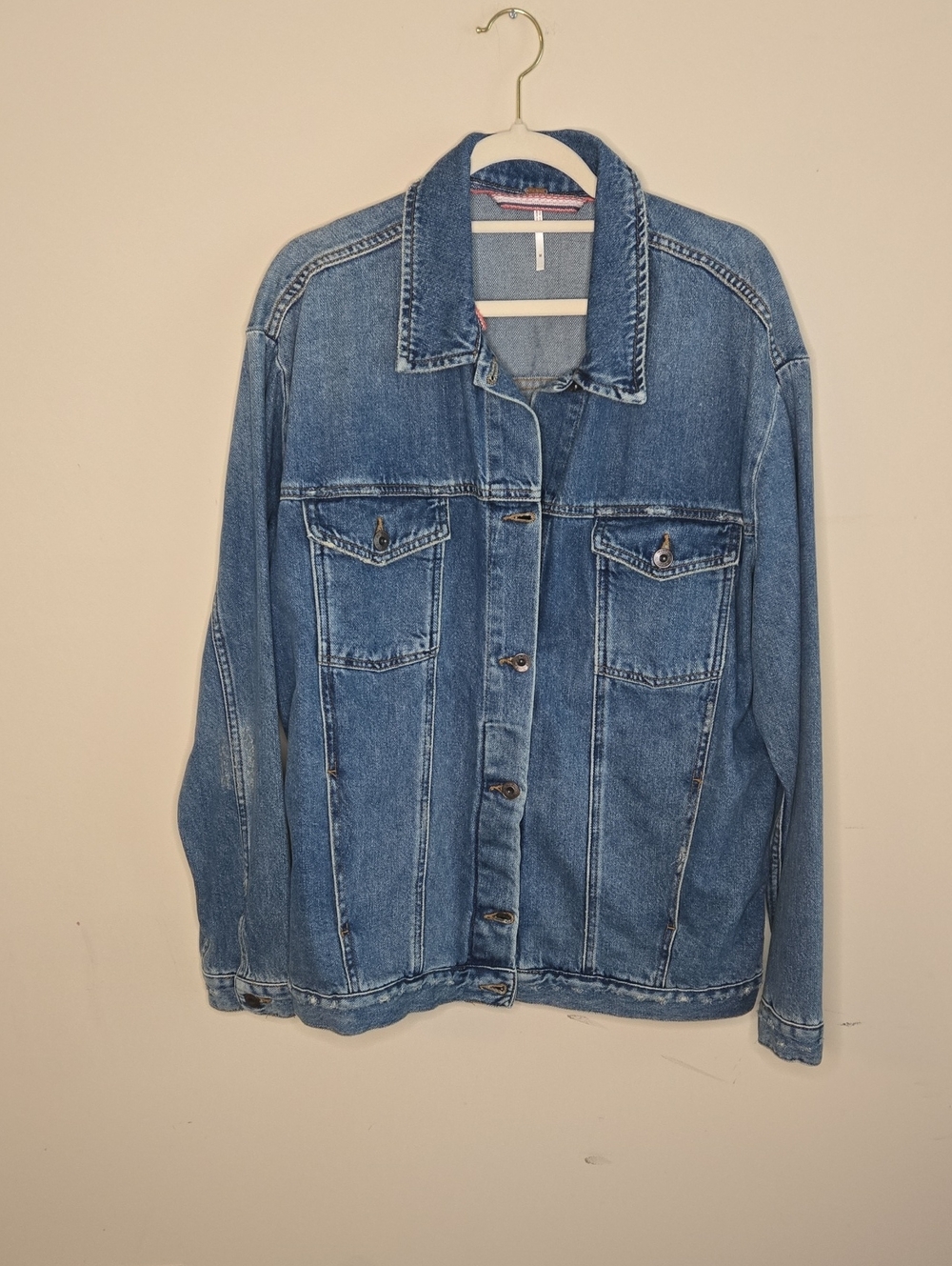 Free People Ramona Trucker Denim Jacket Oversized Jean Boho Utility Medium - Picture 3 of 11